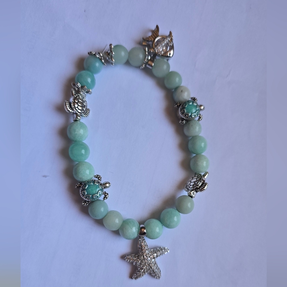 Turquoise Beaded Bracelet with Starfish Charm